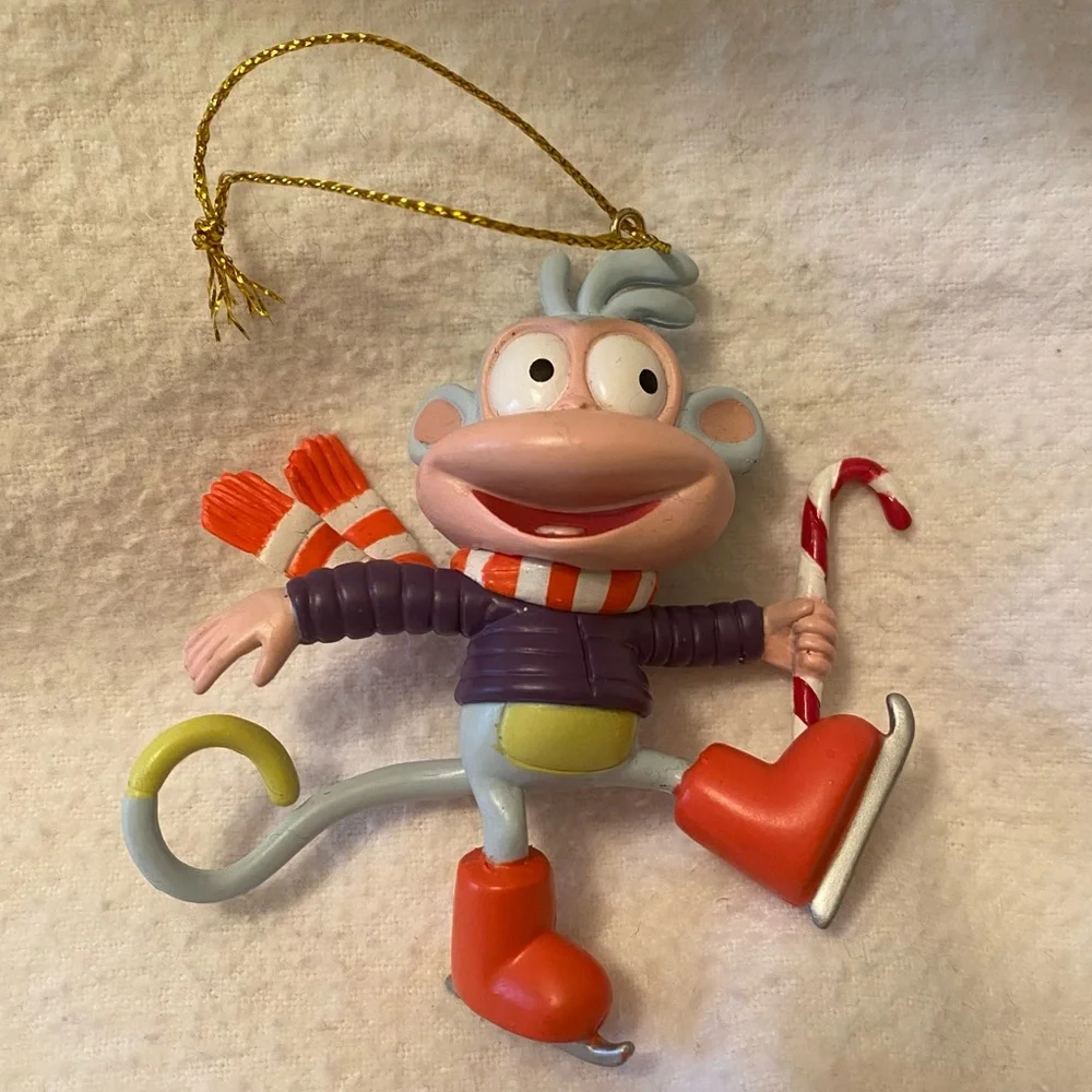 Go Diego and Dora holiday ornament characters with boots, swiped and Santa too!